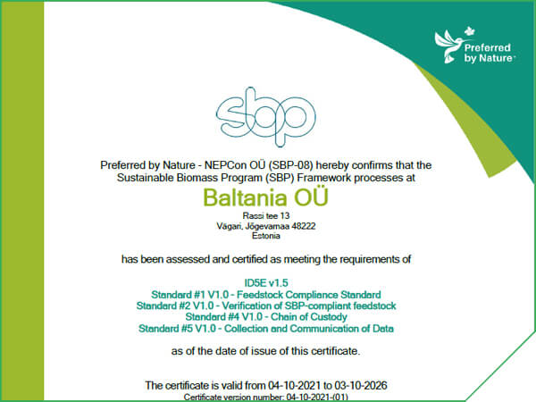 Perpetual Next - Certificate Vägari - Baltania OÜ SBP