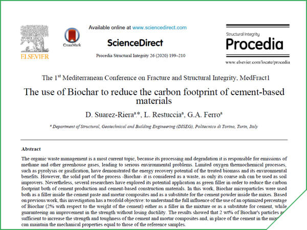 Scientific paper - The use of biochar to reduce the carbon footprint of cement-based materials