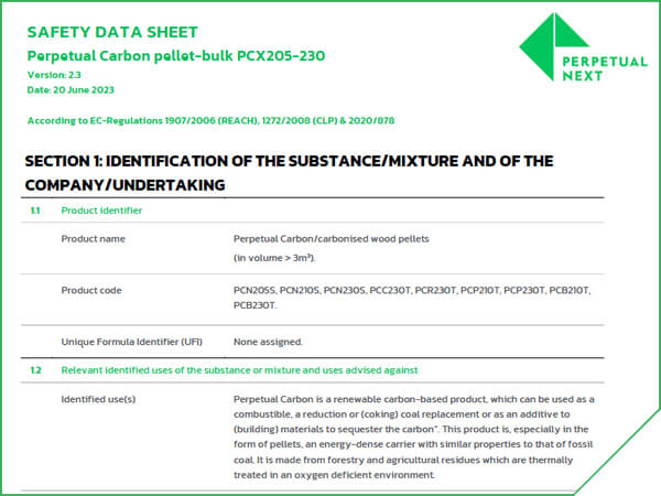 Perpetual Next - Safety data sheet - Perpetual Carbon pellet-bulk PCX205-230