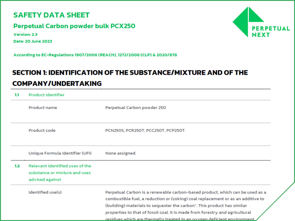 Perpetual Next - Safety data sheet - Perpetual Carbon powder bulk PCX250